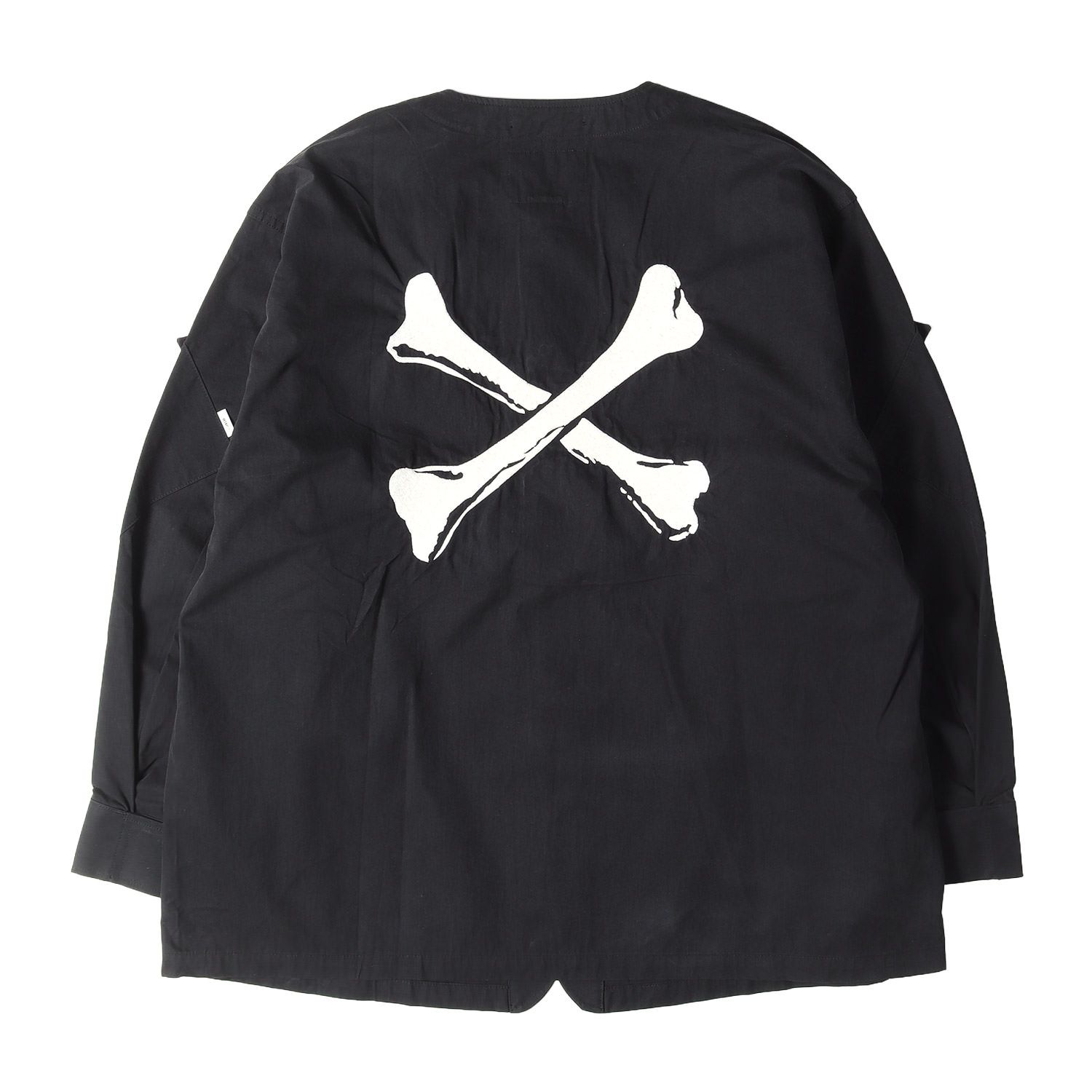 【新品】WTAPS ダブルタップス ジャケット ブラック 黒 サイズ:2 | 22SS クロスボーン刺繍 コットンナイロンタッサー ノーカラー シャツ ジャケット (SCOUT / LS / NYCO. TUSSAH) | 日本製 | アウター ブルゾン