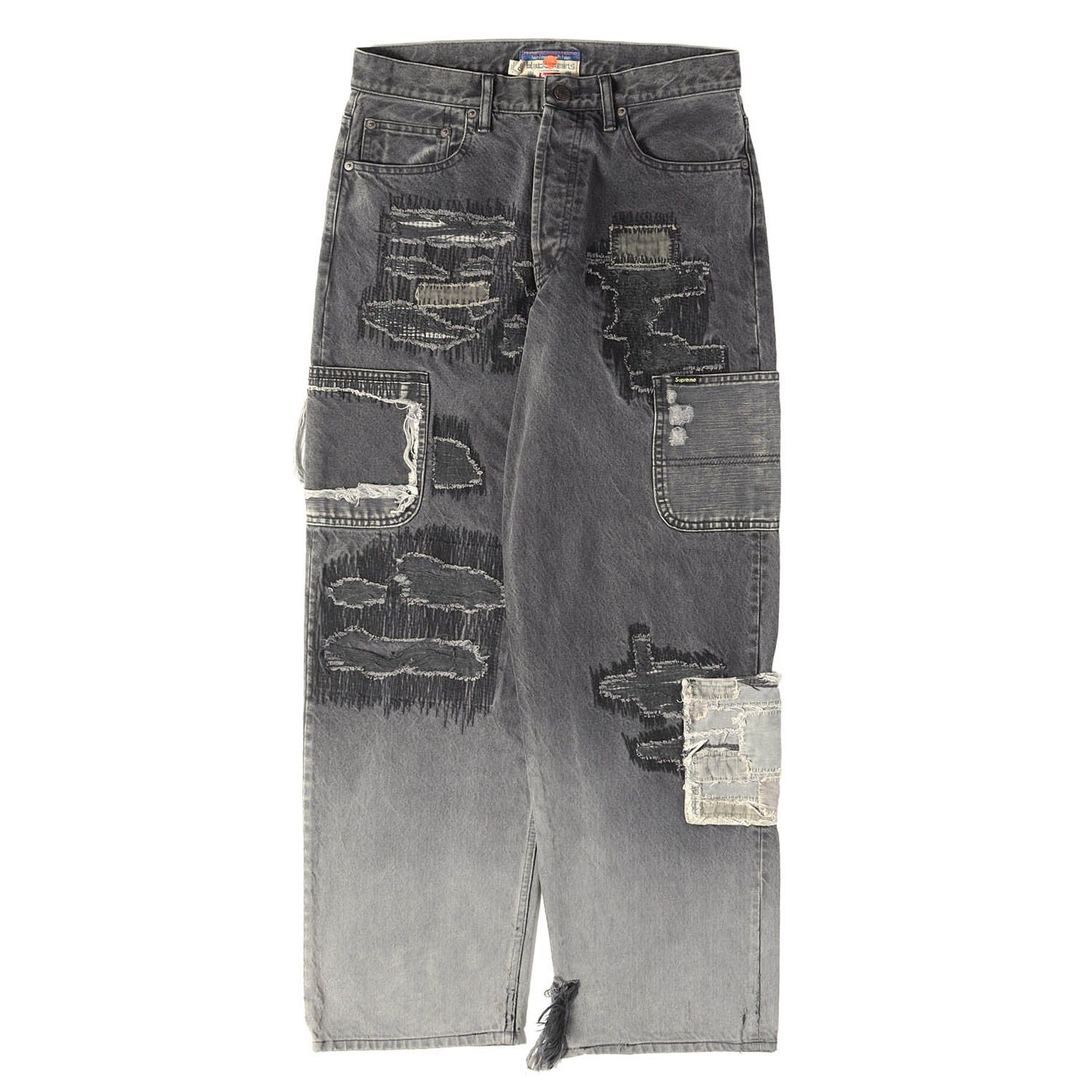 Supreme シュプリーム パンツ ウォッシュドブラック サイズ:30 | 23AW Blackmeans パッチワークリペア加工 ルーズフィット デニムパンツ (Mended Loose Fit Jean) | ボトムス ジーンズ【メンズ】【中古】