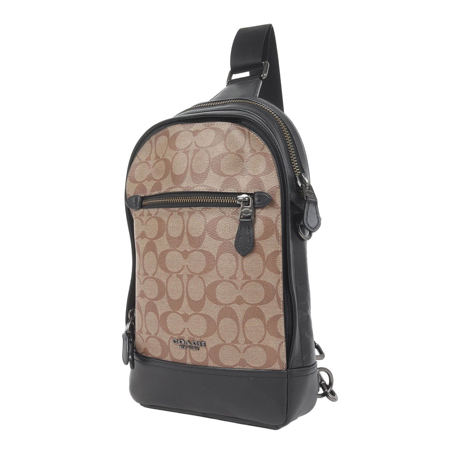 美品】COACH コーチ バッグ ベージュ ブラック | シグネチャー