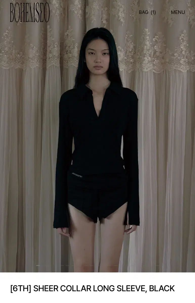 BOHEMSEO ボヘミアンソウル SHEER COLLAR LONG SLEEVE BLACK 7,222円