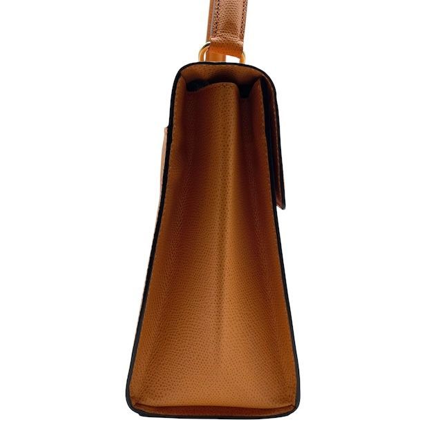 美品 CELINE セリーヌ 2way ハンドバッグ ショルダーバッグ 斜め掛け ターンロック レザー シボ革 金具 ロゴ オレンジ ヴィンテージ レディース 保存袋付き