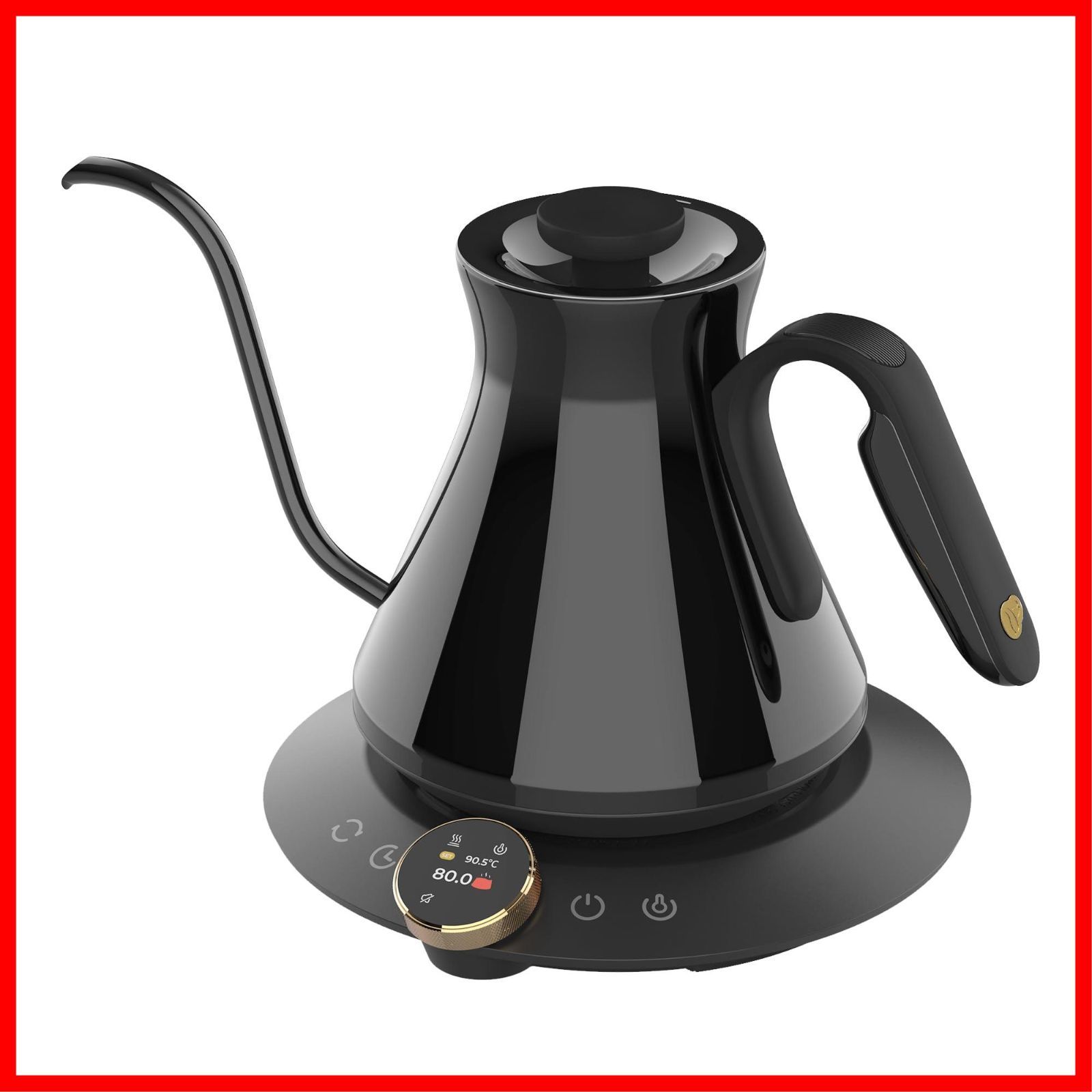 【即日発送】光沢黒 お手入れ簡単 コンパクト コーヒーポット 電気ポット 細口 PSE認証済み 空焚き防止 ℃・?切替 保温機能 ストップウォッチ機能 0.5℃単位調整 コーヒーケトル 1040W 0.6L ドリップ エペイオス(Epeios) 19,928円