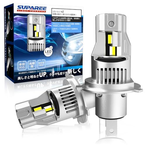 【新規改良爆光H4モデル】SUPAREE H4 LED ヘッドライト 爆光 Hi/Lo 車検対応 車用LEDバルブ h4 led 高輝度 6000Kホワイト 明るさUP 12V/24V車対応(ハイブリッド車・EV車対応) 一体化 瞬間起動 静音 冷却ファン★m