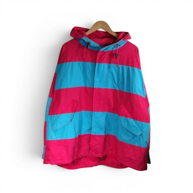 POLO BY RALPH LAUREN 90s BORDER COTTON HOODED JACKET PINK&LIGHT BLUE ポロバイラルフローレン ボーダー コットン フーデッド ジャケット アウター 大名店