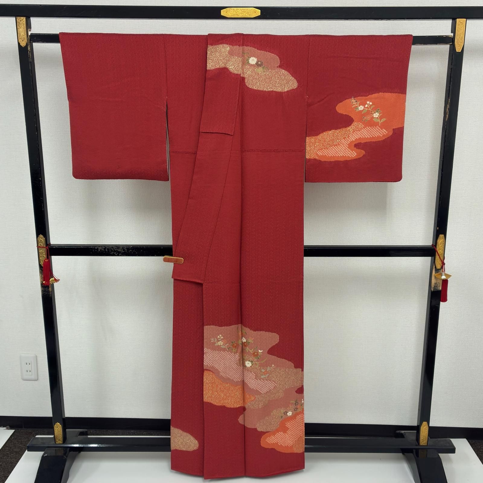 付け下げ 正絹 紋なし 絞り 上品な染めの花 袷 着物 MK-9484 - メルカリ