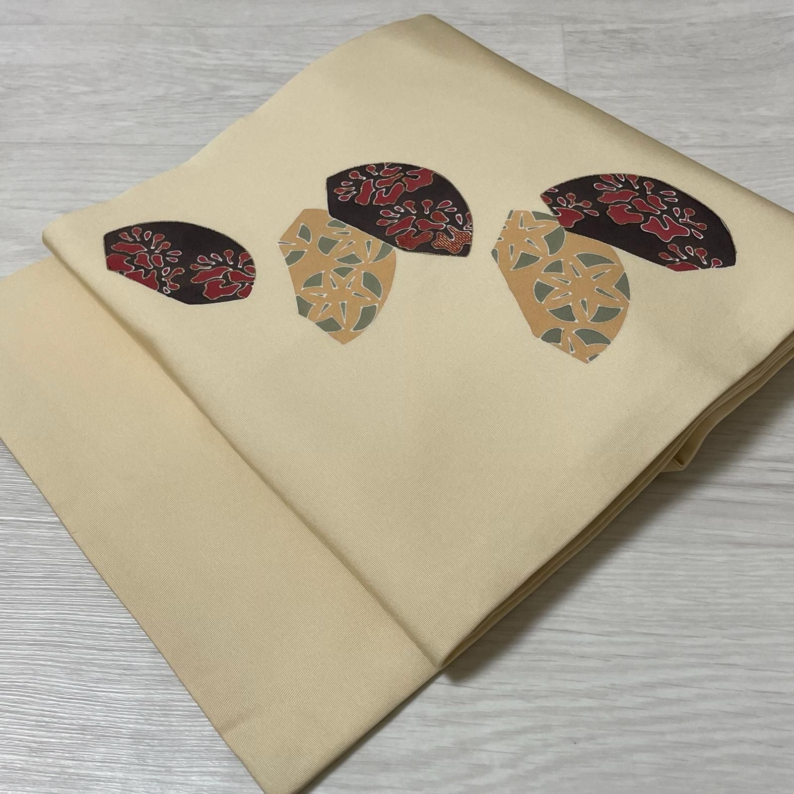 名古屋帯 塩瀬 可愛い染め 九寸 正絹 着物 X-3374