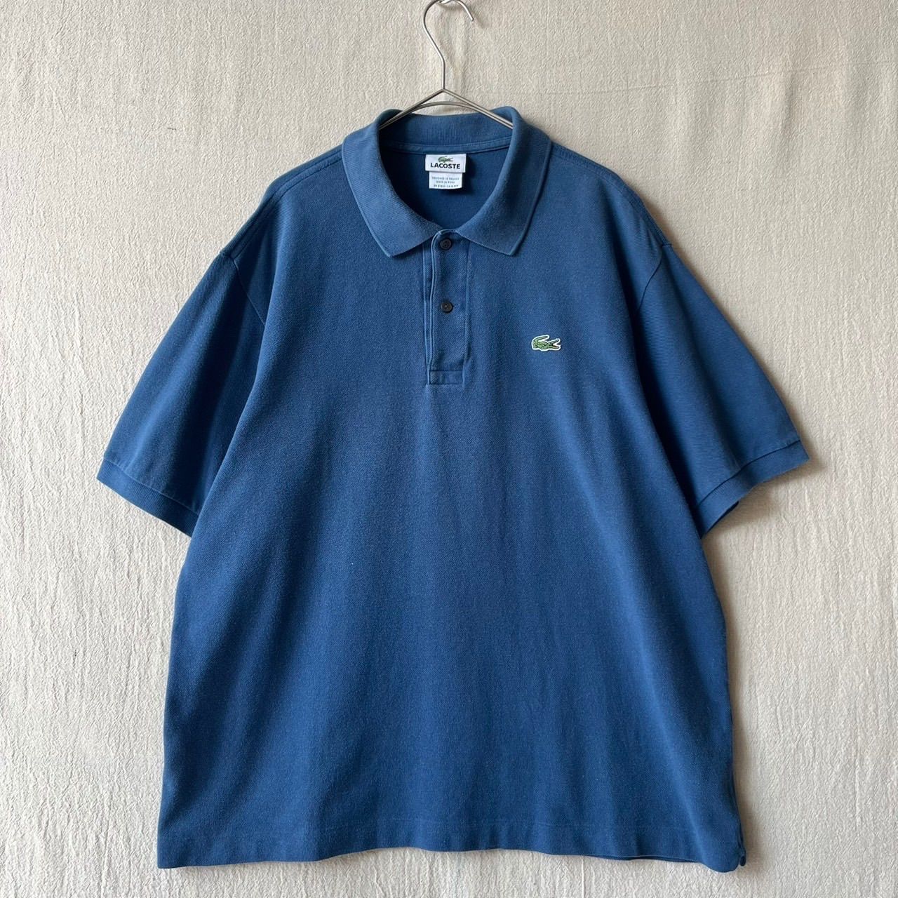 ペルー製 LACOSTE ポロ シャツ / 6 コットン ブルー 半袖 ユーロ ロゴ ビンテージ T5-05044-9272
