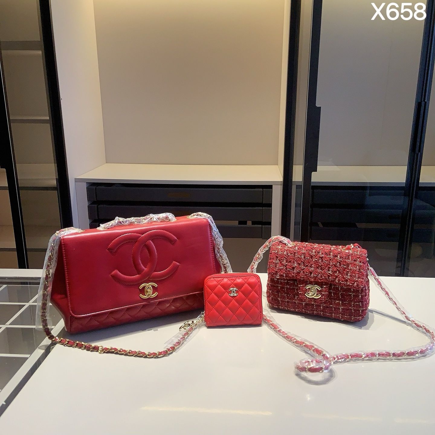 【今日特価】Chanel X660 3点セット, チェーンバッグ＆スクエアバッグ＆ウォレット, ピンク, 超お得なセット！ [本日特価|新品未使用品]
