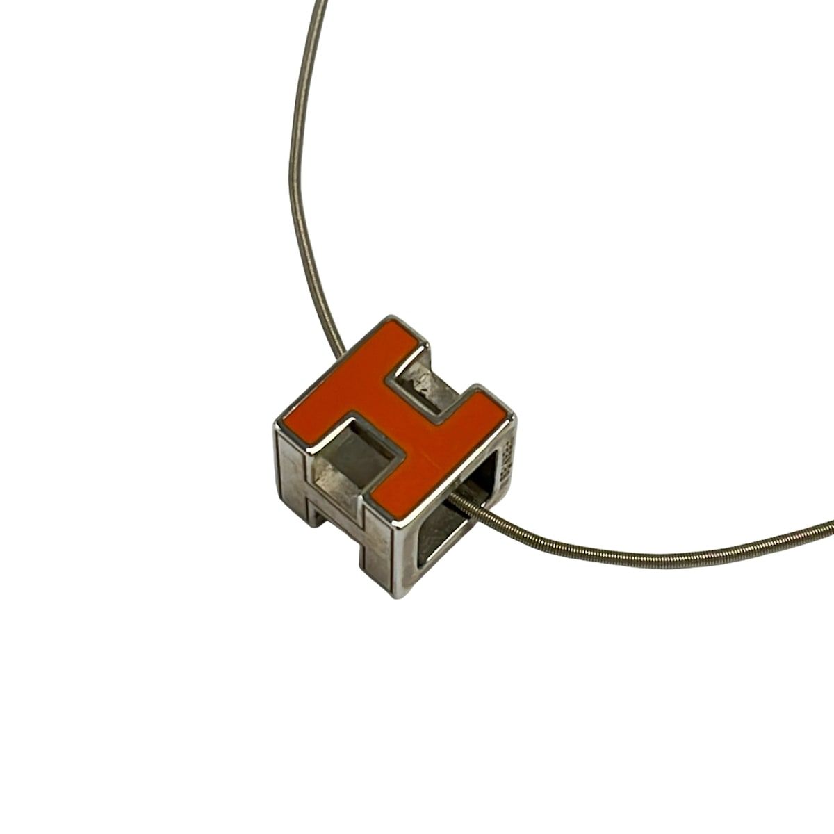 HERMES(エルメス) ネックレス美品 カージュドアッシュ シルバー×オレンジ