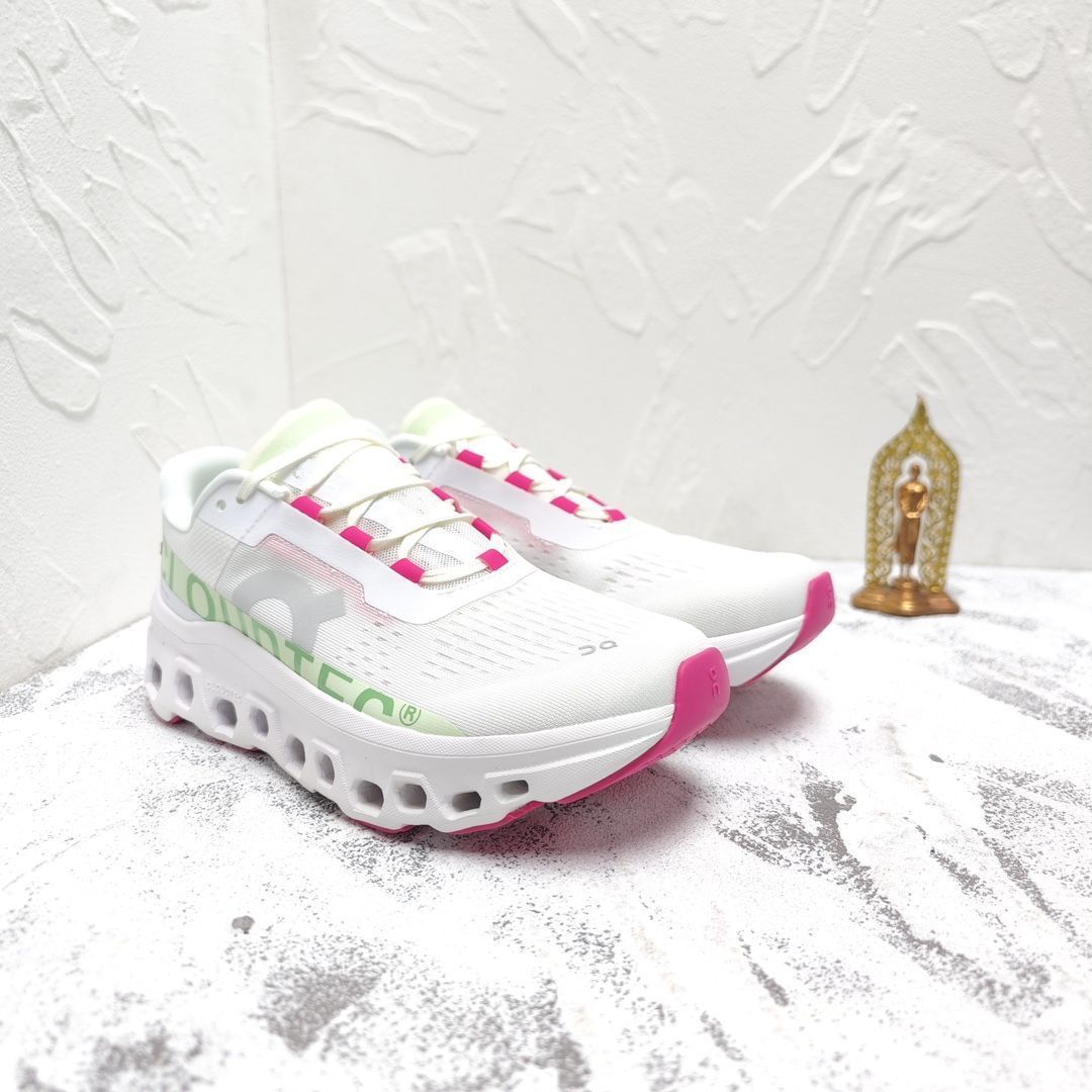 On Cloudmonster ジョギング スポーツ トレーニング ランニングシューズ メンズ レディー スニーカー タウンユース 新品 未使用 ピンク ホワイト グリーン 3色-WTO輸入2