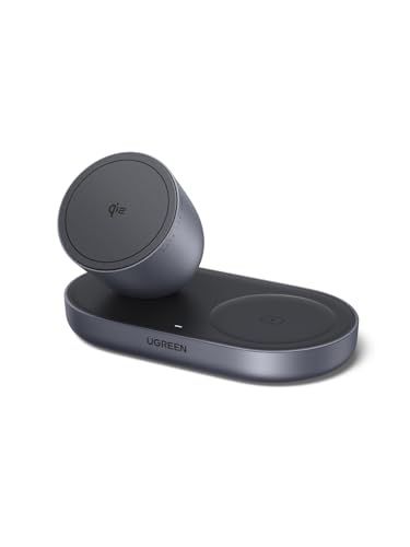 UGREEN Zapix ワイヤレス充電器 MagSafe 15W Qi2認証 2-in-1 イヤホン iPhone ワイヤレス充電 マグネット式【卓上用/48°絶妙な視角 】 iPhone 17/16/15/14/13/12シリーズ & A ce88e76b