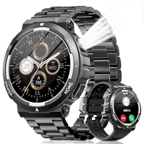 スマートウォッチ【2026新登場 軍用規格】Bluetooth通話 LINE/SNS通知 1.53インチ大画面 3ATM防水 400mAh長持ちバッテリー 7-10日連続駆動 100+運動モード GPS連携 300+文字盤 音楽/カメラ制御 3aaf541e