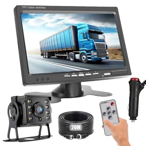 バックカメラモニターセット 7インチLCDモニター バックモニターカメラセット リアカメラ 超暗視機能 ガイドライン表示 IP68防塵防水 正像・鏡像を切り替え可能 12v~24vまで対応 シガーソケット給電 取り付け簡単 20m延長ケーブル fdd22b49