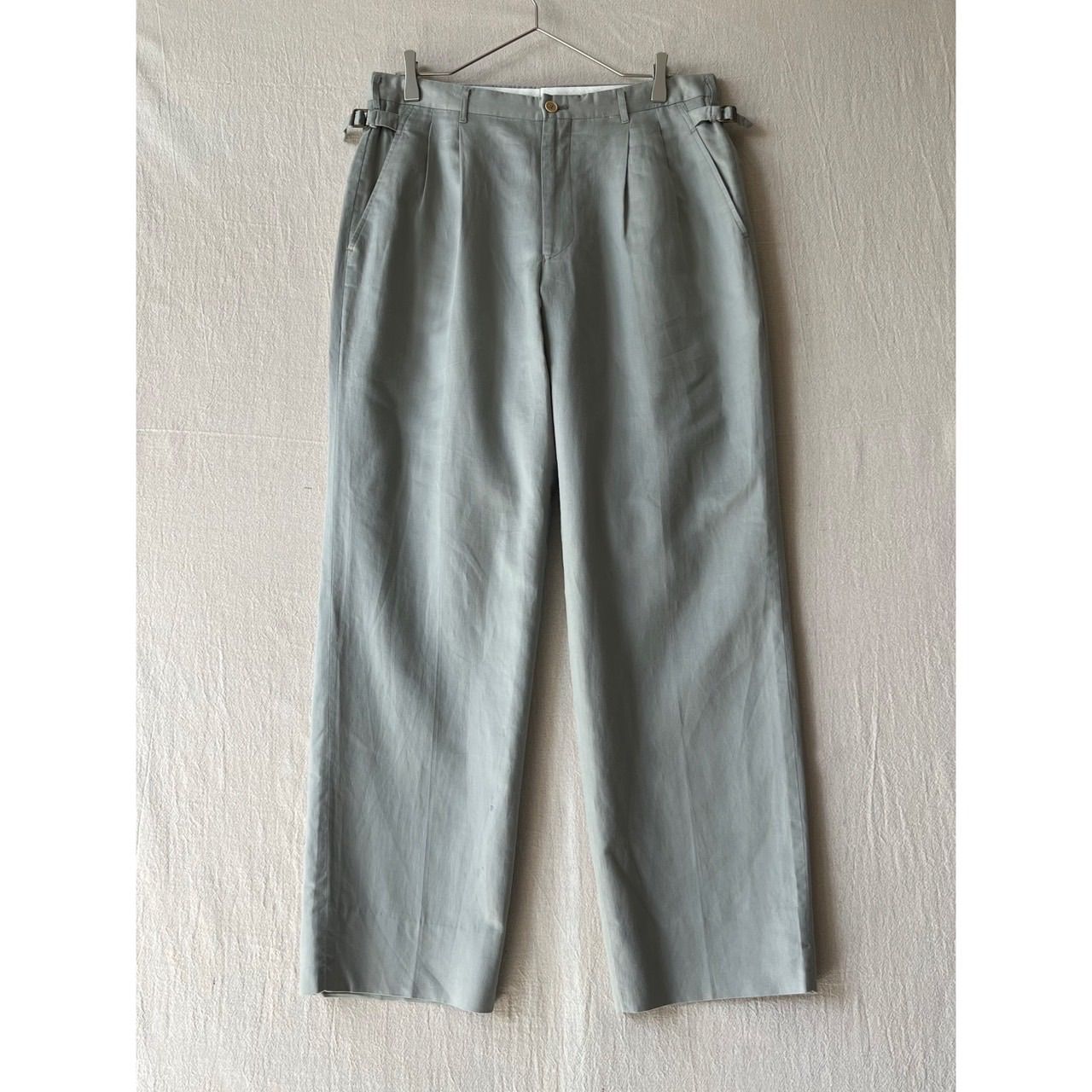 【シルク×リネン】 90s Christian Dior MONSIEUR スラックス / 85 グレー サイドアジャスター パンツ ビンテージ P6-01013-9607