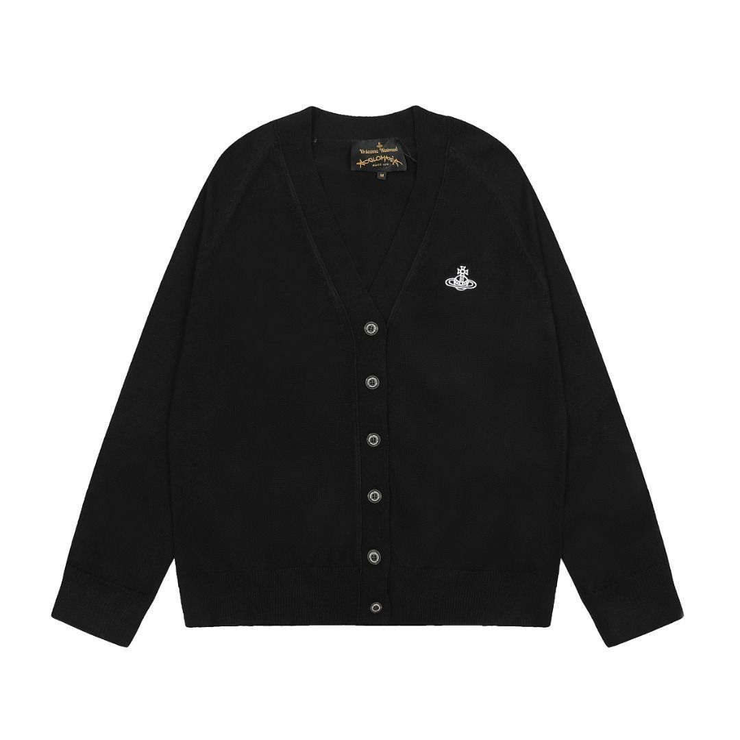 【本日限定特価】Vivienne Westwood レディース カーディガン 土星ロゴ刺繍 シーズンレス ブラック/グレー S-L [本日特価|新品未使用品]