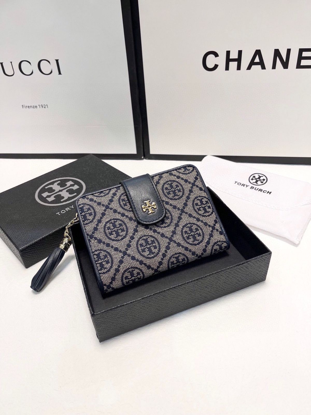 Tory Burch/湯麗柏?/財布、クレジットカードスロット収納紙幣と手形、両用カードバッグ財布、多機能小銭入れカードバッグ三つ折り短冊財布[本日特価|新品未使用品]