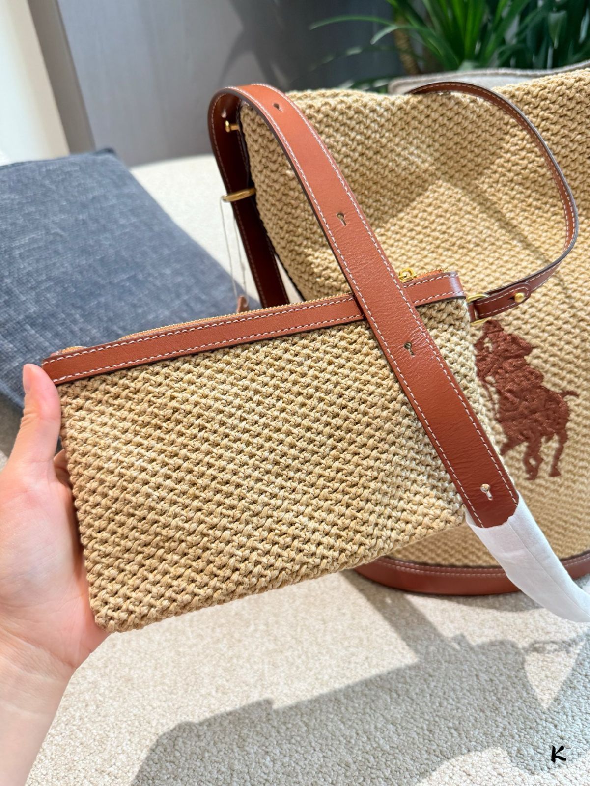 【今日特価】Ralph Lauren Raffia Woven Bucket Bag / ラルフローレン ラフィア 編み バケツバッグ