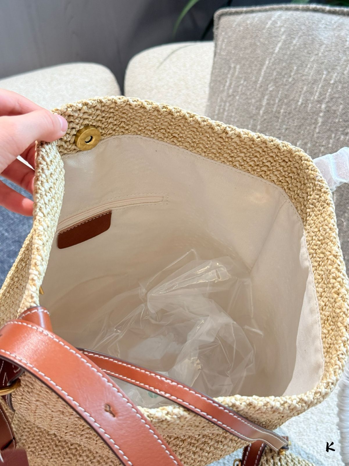 【今日特価】Ralph Lauren Raffia Woven Bucket Bag / ラルフローレン ラフィア 編み バケツバッグ
