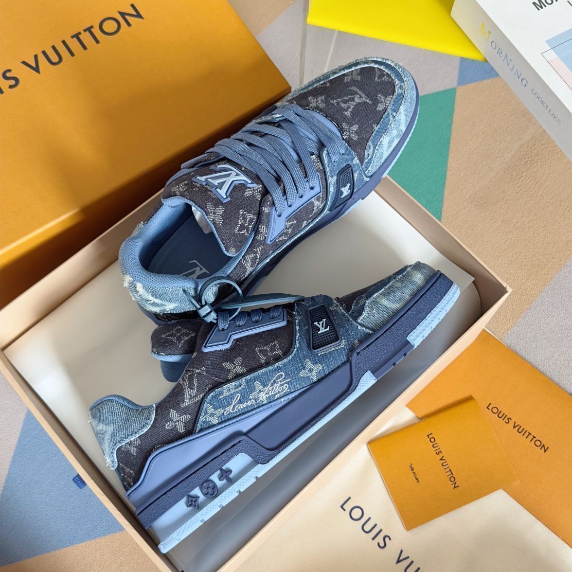 Louis Vuitton trainer レトロブルーのロートップファッショナブルなカジュアルシューズ Louis Vuitton trainer レトロブルーのロートップファッショナブルなカジュアルシューズ