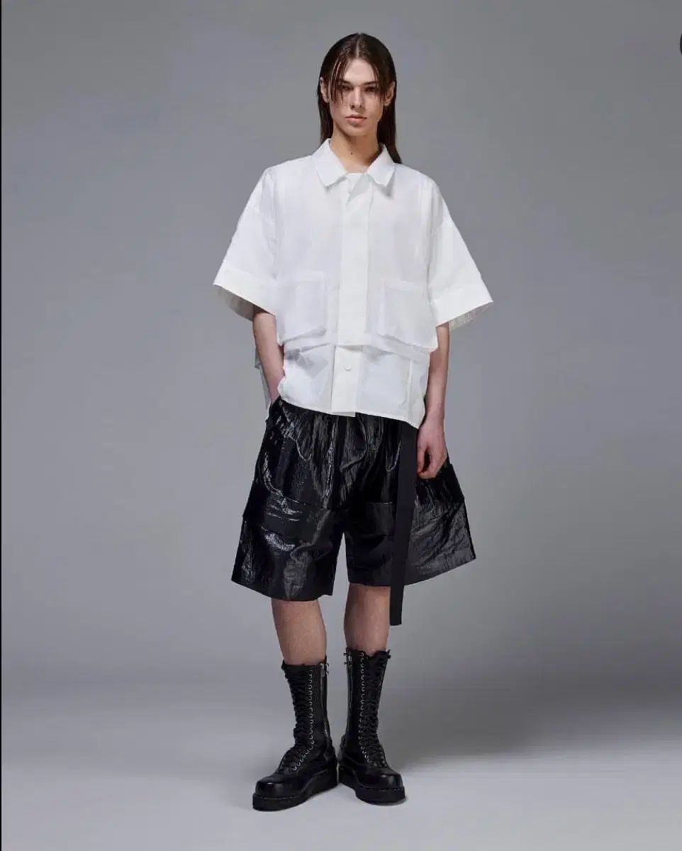 SONGZIO HOMME(ソンジオ・オム) 24SS ベイルド ダブル レイヤード シャツ ジャケット 48