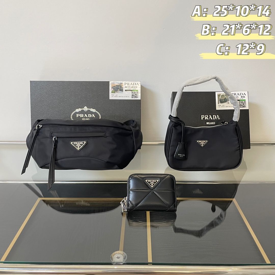 [本日特価] TOP New 2024 高品質3点セット - Prada ウエストバッグ + アンダーアームバッグ + 財布 本日限定特別割引！ [本日特価|新品未使用品]