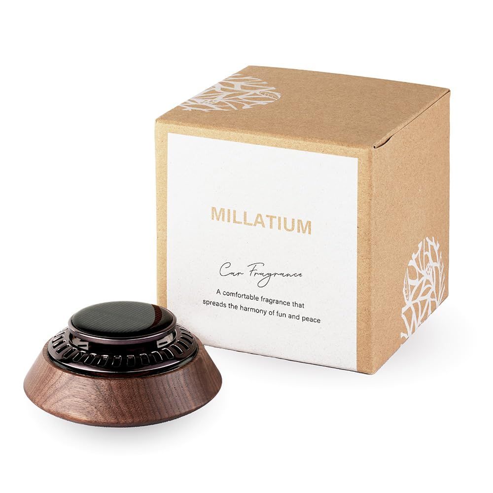 R★MILLATIUM カーディフューザー 車 芳香剤 ソーラー駆動 カーフレグランス アロマディフューザー 本体のみ(リング付き) MLT20 エッセンシャルオイル 00c197ab
