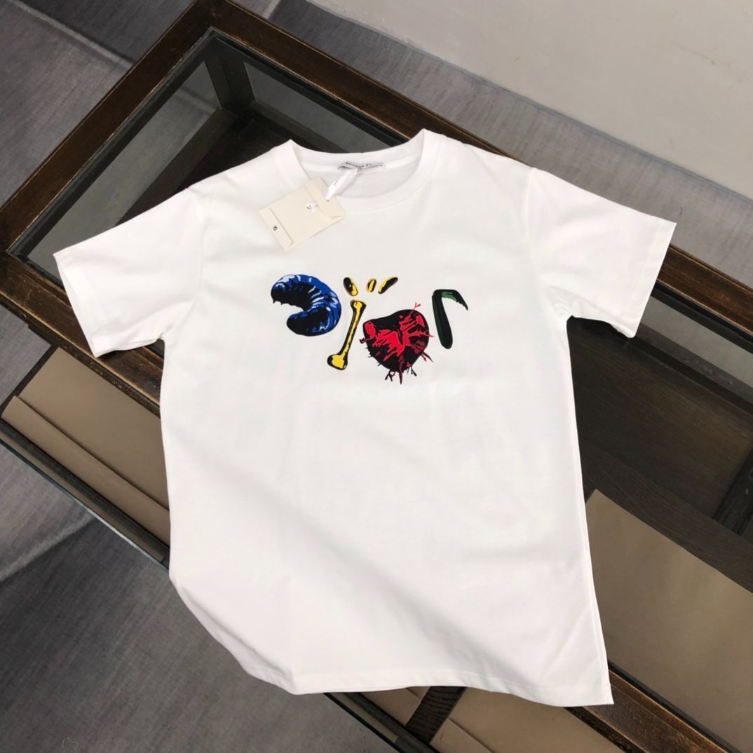 【今日特価】DIOR 25SS Summer New Arrival - ダブルガーゼ綿 ショートスリーブ T シャツ