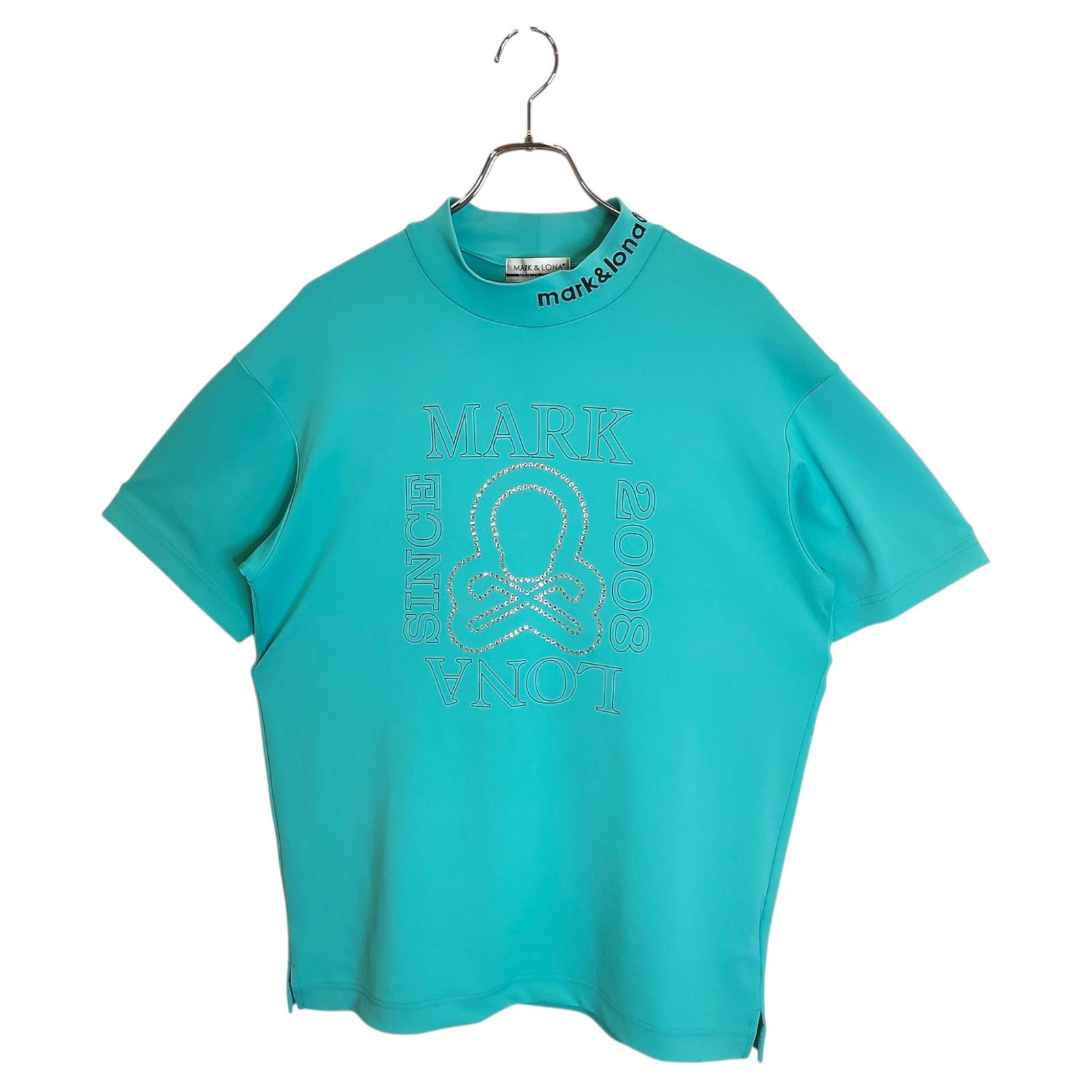 MARK&LONA マークアンドロナ ゴルフ 25SS Ever Swarovski Mock Neck 半袖 モックネック Tシャツ MLM-5A-AA05 48 ミント メンズ