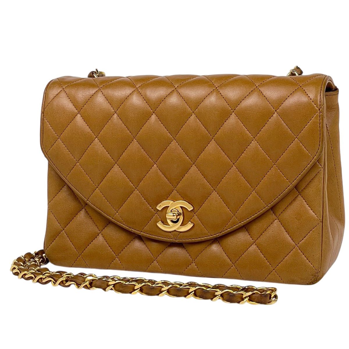 シャネル CHANEL ココマーク チェーン ショルダーバッグ シングルフラップ マトラッセ マドモアゼル レザー ブラウン レディース 【中古】