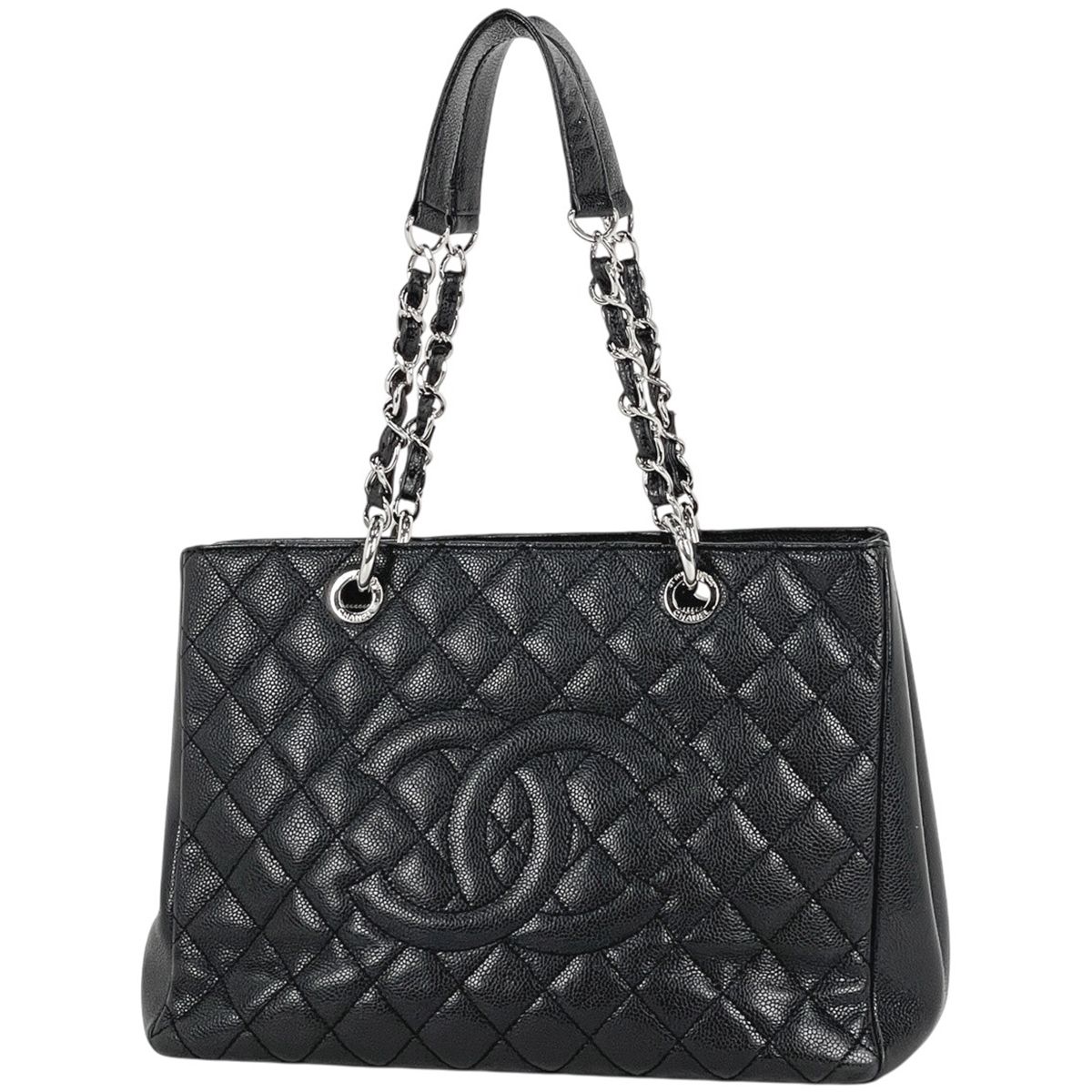 シャネル CHANEL ココマーク チェーン トートバッグ マトラッセ GST キャビアスキン ブラック A50995 レディース 【中古】
