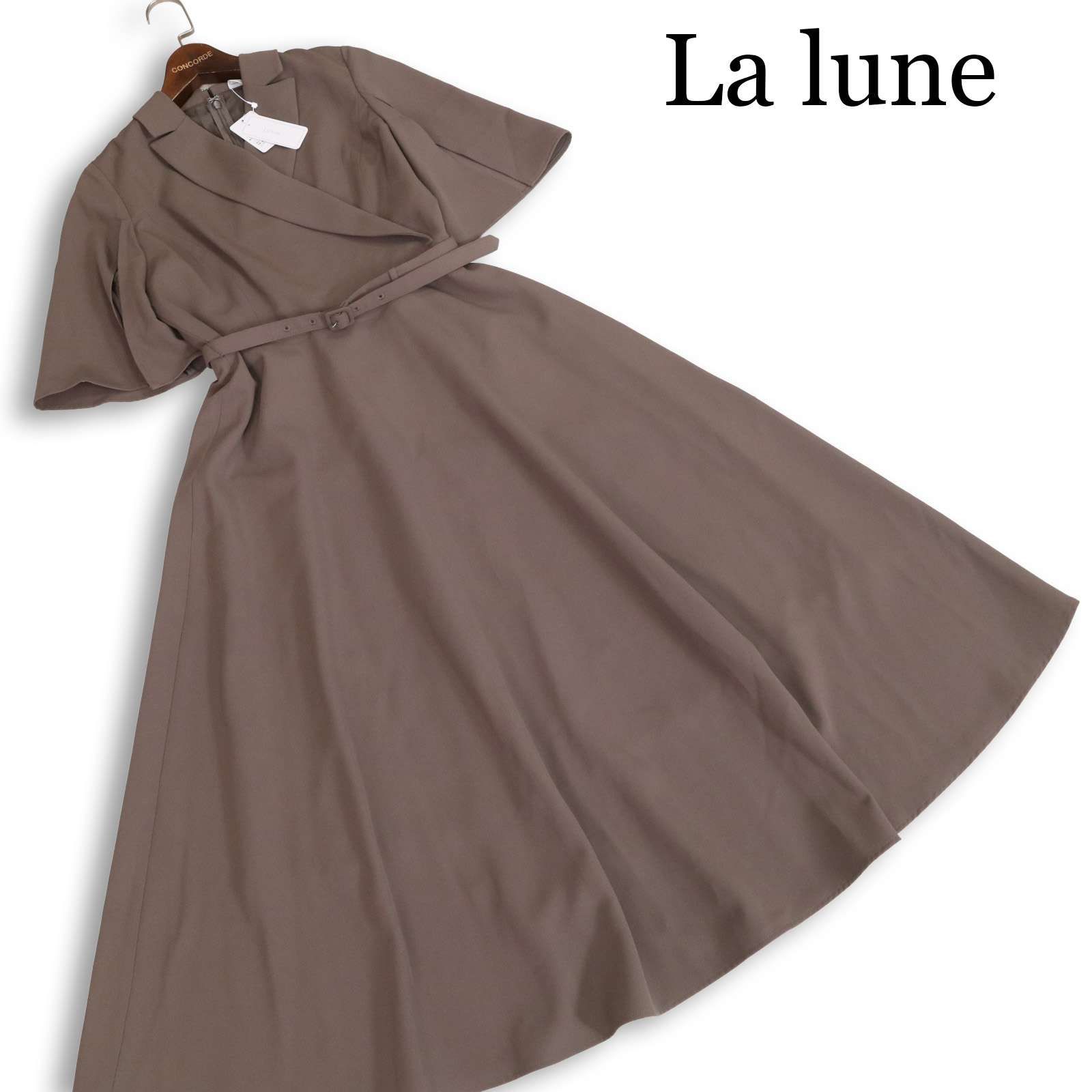 【新品 未使用】 La lune ラルーン 春夏★ スリットスリーブ トレンチ風 ワンピース Sz.F レディース