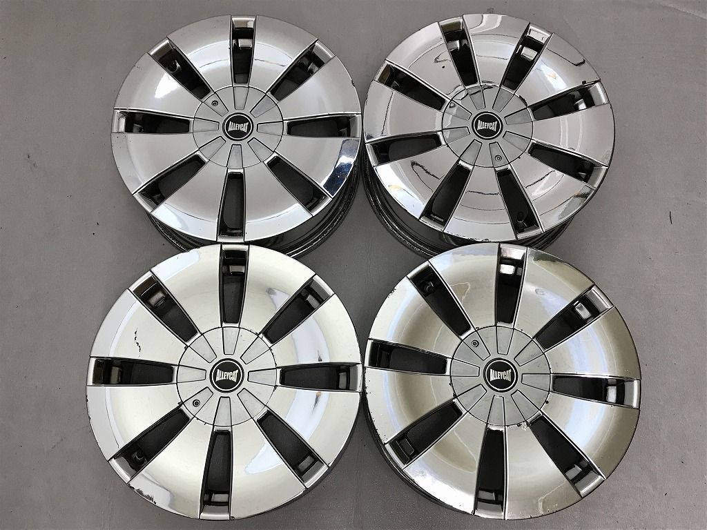 ◎希少 メッキ傷み少 15inc 5.5J +43 100/4H 即納 個人宅OK 4本 検) 軽カスタム ローダウン ライフ ワゴンR ムーヴ タント N-BOX ソリオ bB