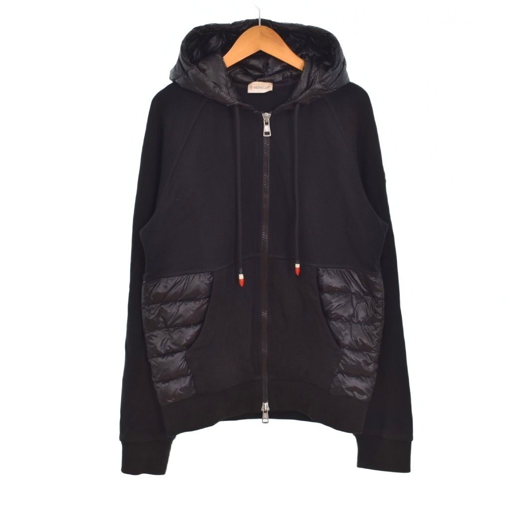 モンクレール MONCLER MAGLIA CARDIGAN ダウンジップパーカー ダウンジャケット スウェット切替 M 黒 ブラック D20918400600 80985 ☆AA★