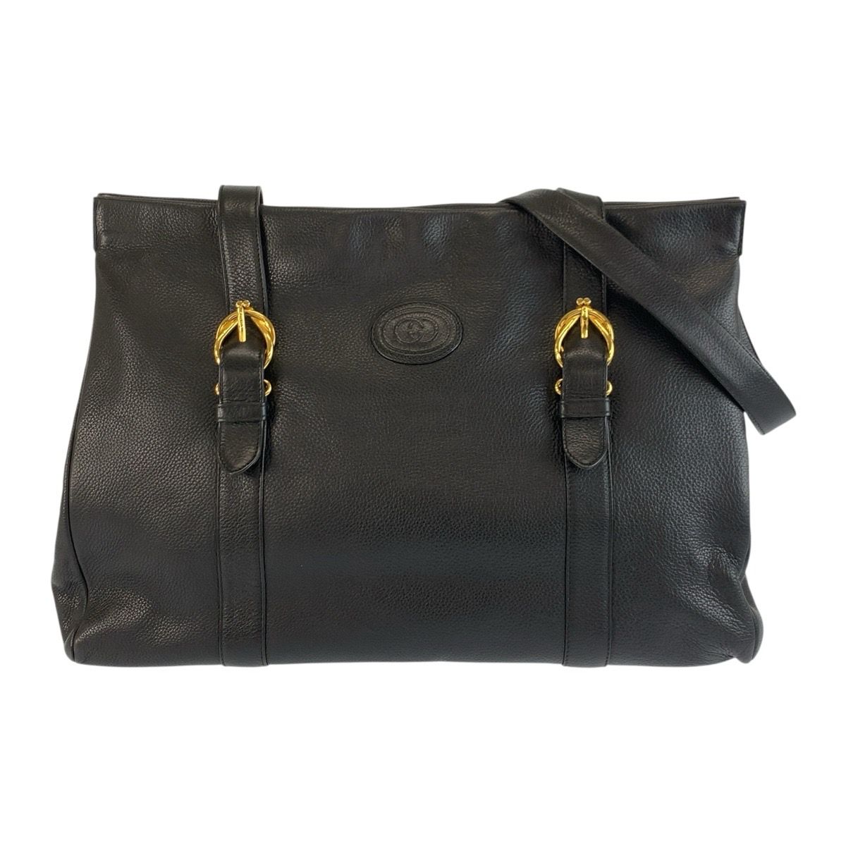 美品 GUCCI グッチ ヴィンテージ ブラック 黒 ゴールド金具 レザー 001 