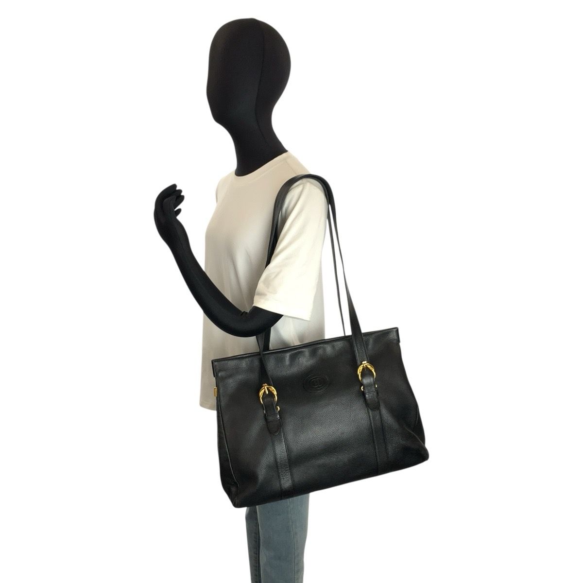 美品 GUCCI グッチ ヴィンテージ ブラック 黒 ゴールド金具 レザー 001 
