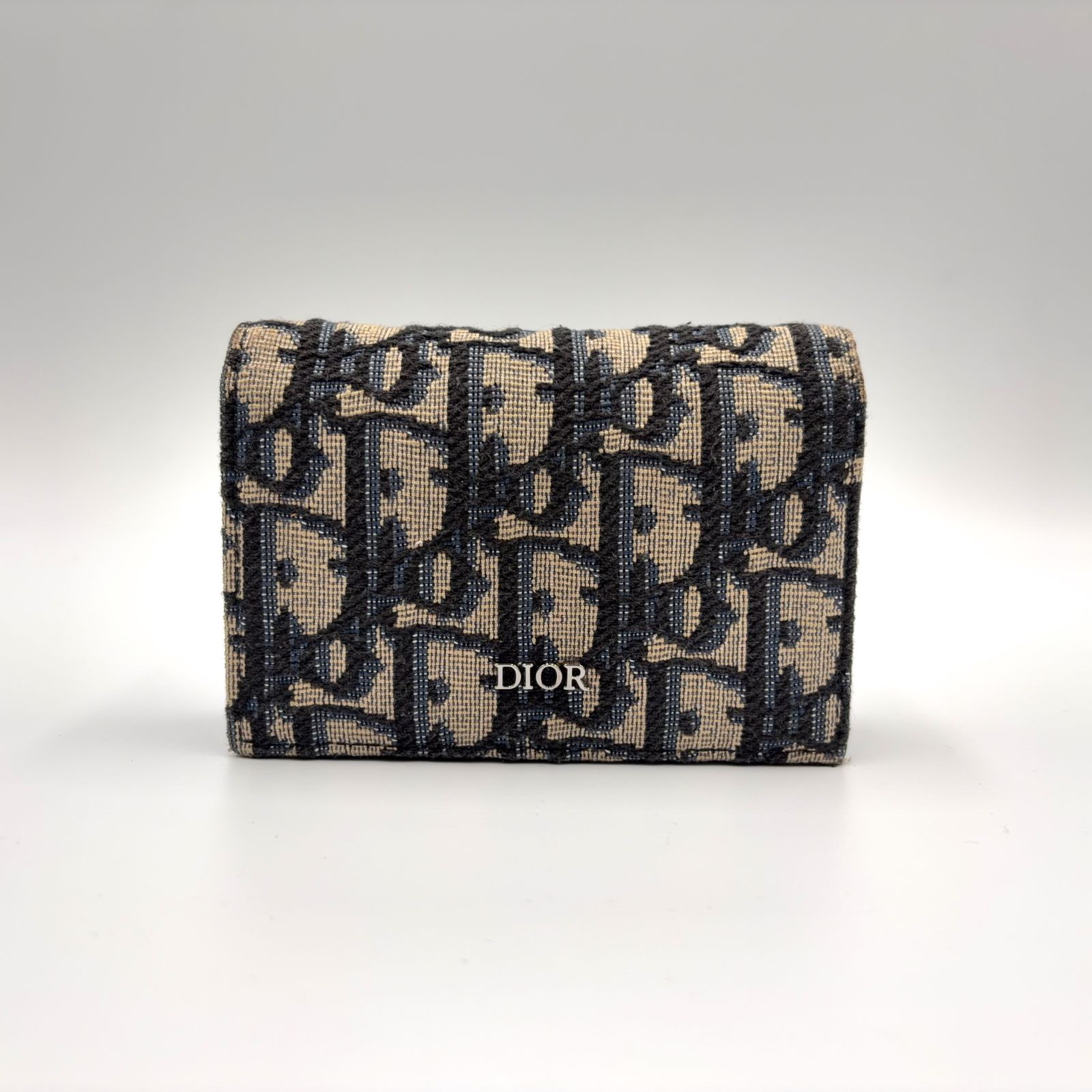 Christian Dior オブリーク ジャカード レザー、キャンバス ネイビー