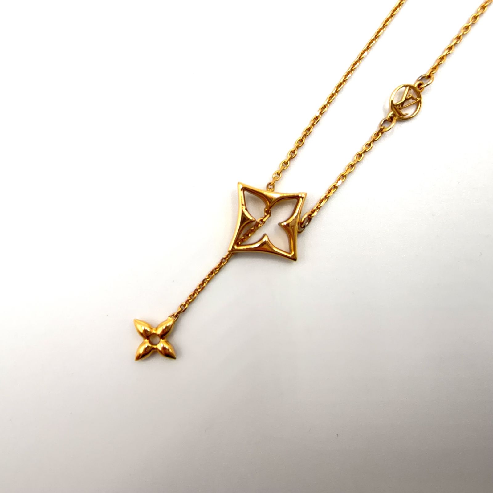 【新着】LOUIS VUITTON LV フラワーグラム メタル ゴールド ネックレス M01234