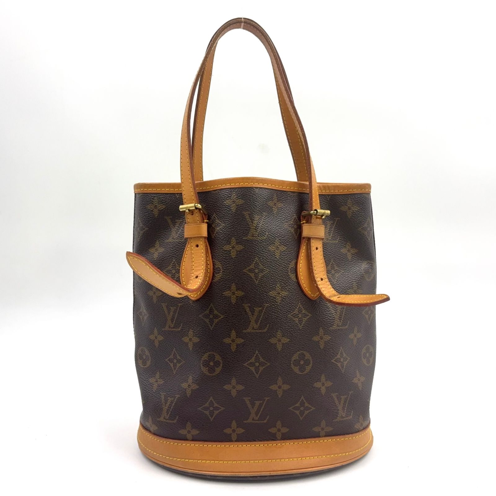 【新着】LOUIS VUITTON バケットPM モノグラム モノグラム レザー、PVC ブラウン ショルダーバッグ ゴールド M42238