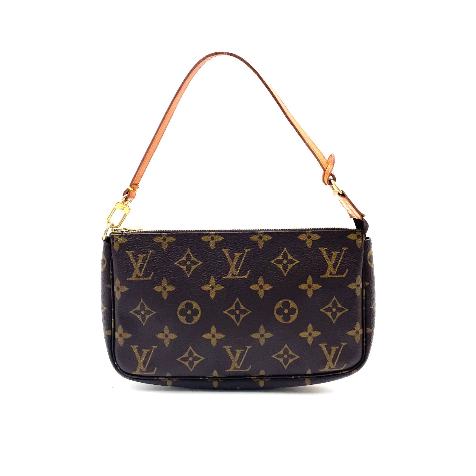 【新着】LOUIS VUITTON ポシェットアクセソワール モノグラム モノグラム レザー、PVC ブラウン、ライトブラウン ハンドバッグ ゴールド M51980
