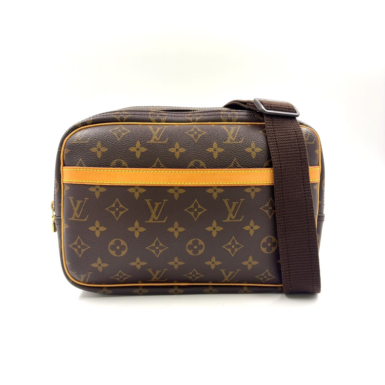 【新着】LOUIS VUITTON リポーターPM モノグラム モノグラム レザー、PVC ブラウン ショルダーバッグ ゴールド M45254