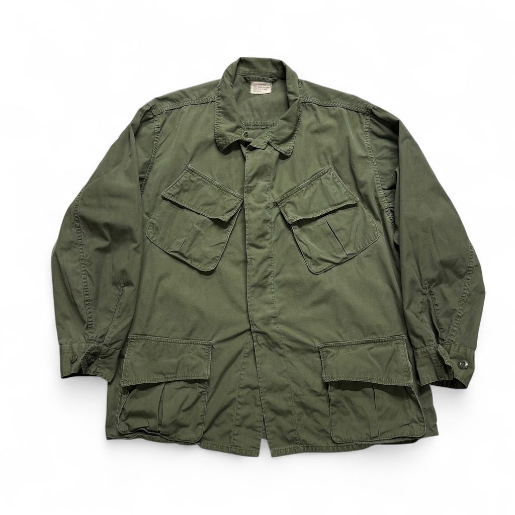 L-S 60s ジャングルファティーグジャケット 3rd Large Short ノンリップ ポプリン U.S. ARMY  OG107 米軍実物 ベトナム戦争 ヴィンテージ