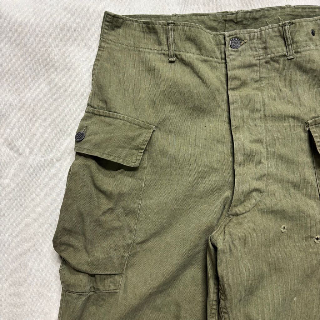 40s U.S. ARMY M-43 HBT フィールドカーゴパンツ W32 L33 米軍実物 