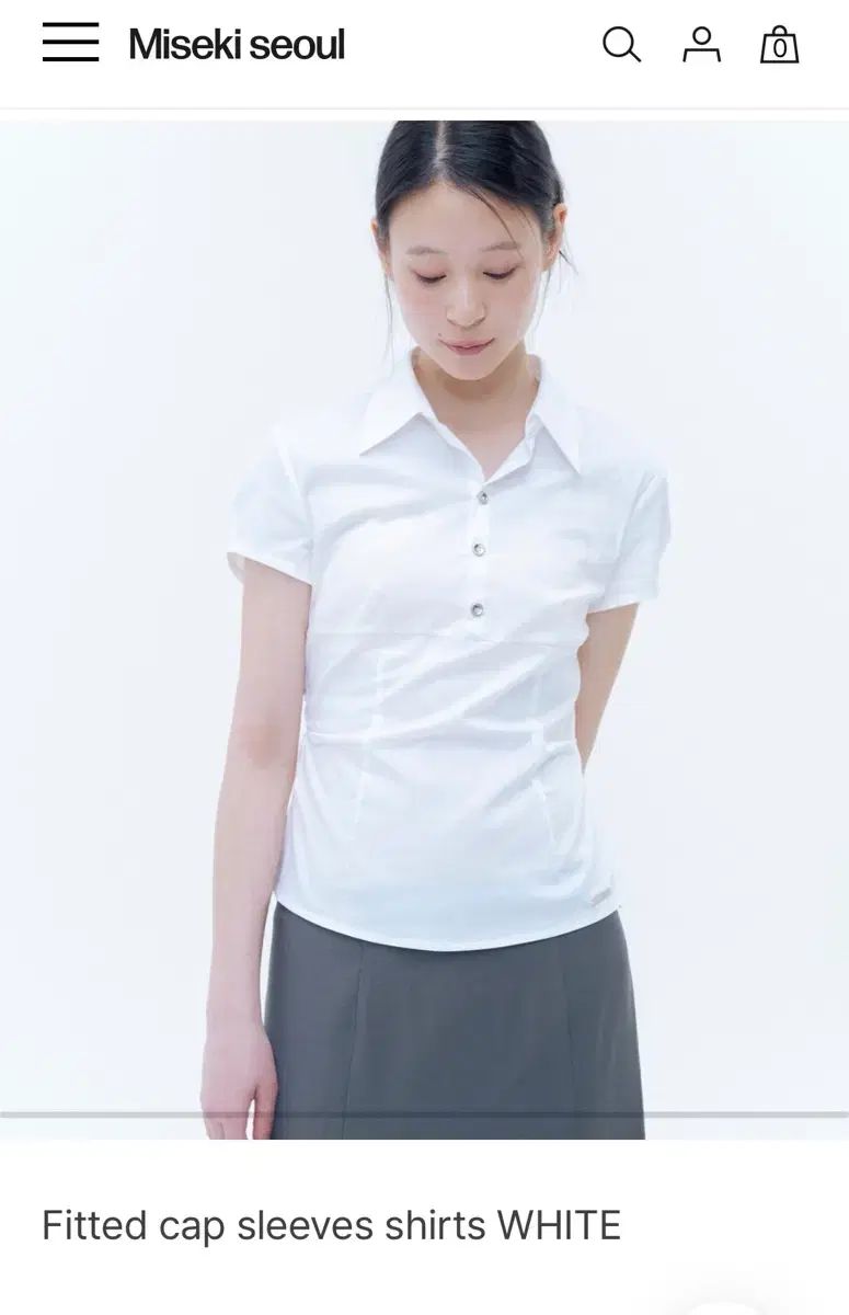ミセキSEOUL Fitted cap sleeves シャツ WHITE シャツ