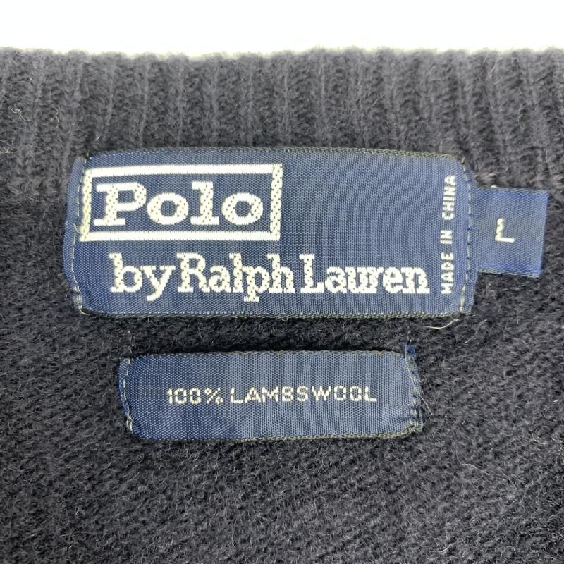 中古】POLO RALPH LAUREN ラムウール Vネックセーター ラグラン L