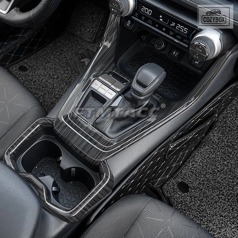 ABS ブラック伸線ギアシフトパネルフレーム カバー トリム トヨタ RAV4 2019 - 23 RAV