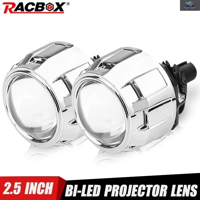 2.5インチ バイLEDヘッドライトレンズ H4 H7 9005 9006 ハイ/ロービームヘッドライト 車 バイク バイLEDレンズ ヘッドランプ シルバーマス