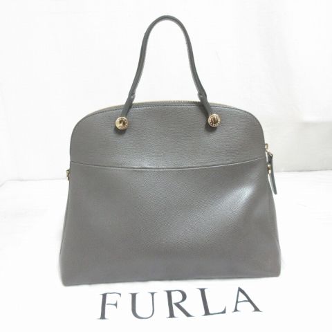フルラ FURLA パイパー M 2WAYショルダー ハンド バッグ グレー レザー 
