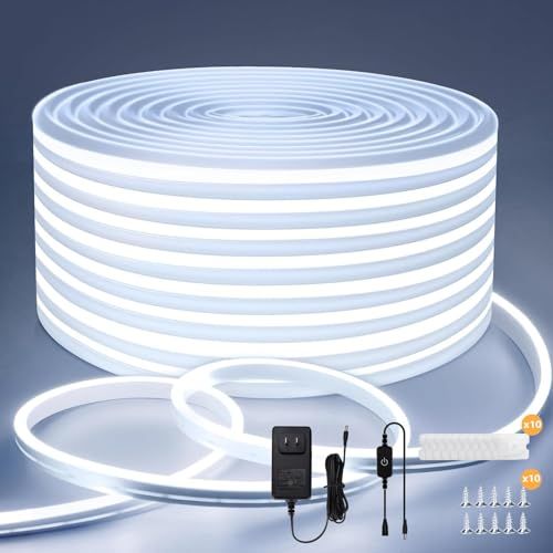 Lamomo LED テープライト、5M 防水 12V 昼光色調光可能なネオンチューブライト、間接照明 高演色高輝度 テープライト led、カット可能なシリコン3000KLEDストリップ、寝室インテリアホームデコレーション用/お部屋/店舗/コ fdfddfd9