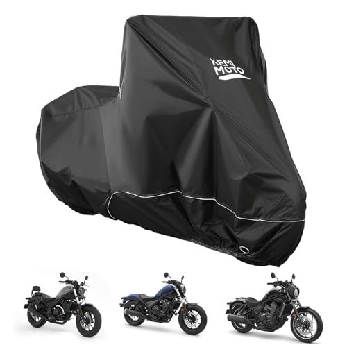 【革新版】KEMIMOTO レブル250/500/1100用 バイクカバー 防水420D厚手 UVカット 紫外線防止 高防風 防埃 防雨 防雪 反射テープ付き 色褪せない 耐用 盗難防止 収納袋付き ホンダのレブル用カバー ブラックts e4ee527d