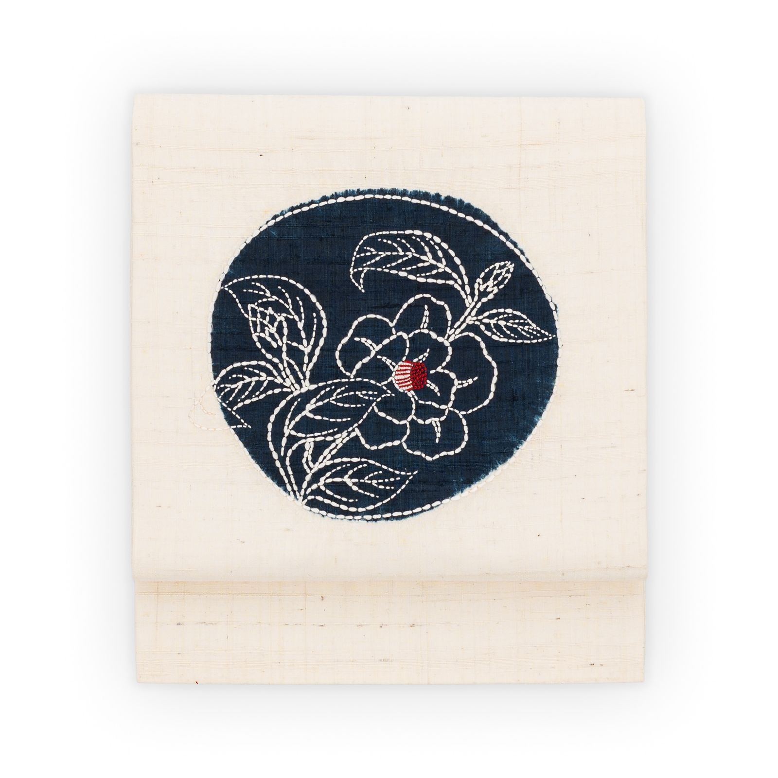 絞りの丸に刺し子の花